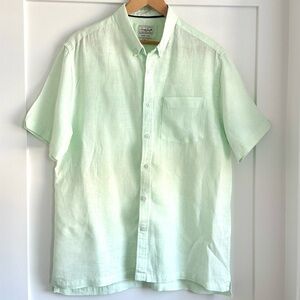 Linen Short Sleeve Button Down Shirt Size XL